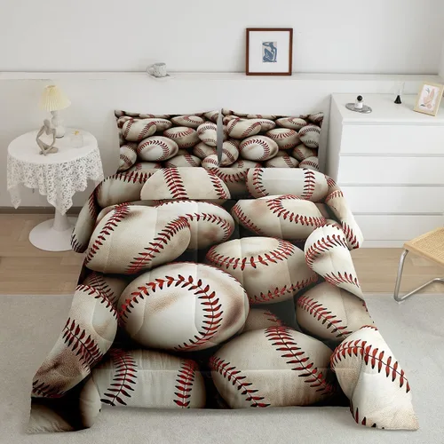 Miniatura 36 de Juego de edredón de baloncesto, juego de ropa de cama con citas inspiradoras para niños y niñas, relleno de edredón de pelota deportiva, edredón