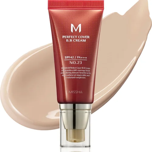 MISSHA M Perfect Cover BB Cream No.23 Beige Natural -Ligero/Medio con subtono Fresco/Neutral SPF 42 PA +++ 1.69 Fl Oz - Hidratante con color para la