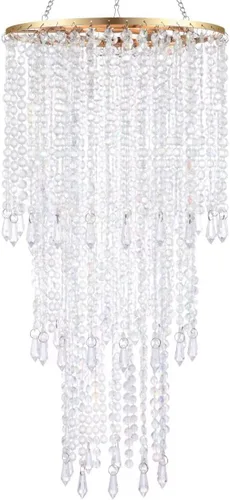Miniatura 10 de Candelabro colgante con cuentas de acrílico iridiscente brillante, 3 niveles, 10.25 pulgadas de diámetro x 30 pulgadas de alto