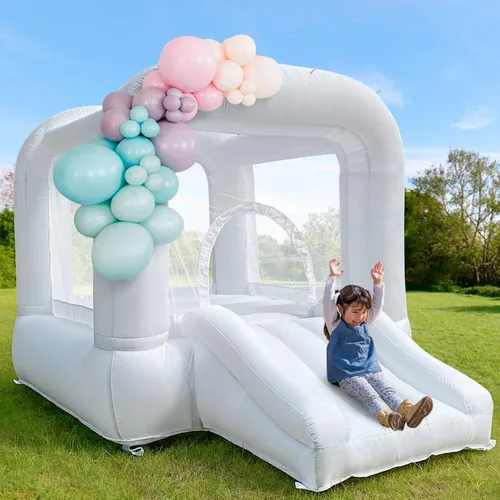 Miniatura 10 de Casa de rebote para niños pequeños de 1 a 3 años, mini casa de rebote con tobogán para interiores y exteriores, 8.33 pies de largo x 5.4 pies