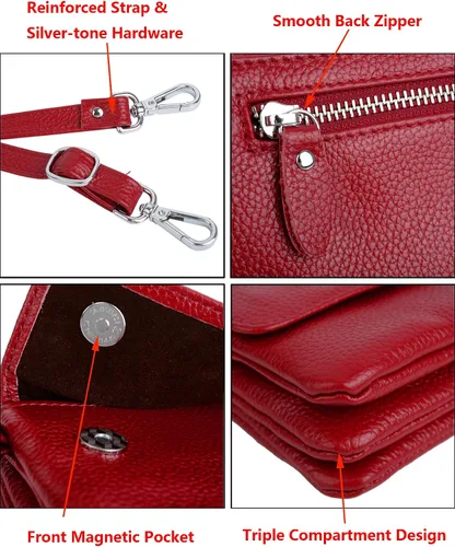 Miniatura 5 de YALUXECrossbody bolsa de cuero para Smartphone con RFID y bloqueo de ranuras para tarjetas para mujer