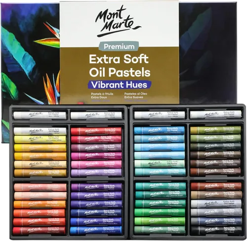 Miniatura 9 de Mont Marte Extra Soft Oil Pastels 72 piezas, colores brillantes surtidos, vibrantes y mantecosos, pasteles de arte versátiles para mezclar, Varios