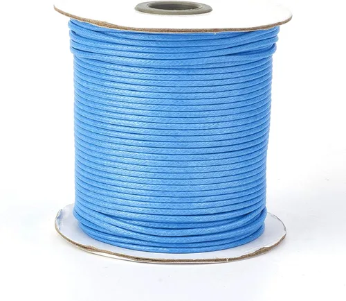 Miniatura 26 de Cordón de poliéster encerado coreano de 100 yardas, hilo de cordón trenzado beige para collar, cuerda de alambre de 0.079 pulgadas con carrete