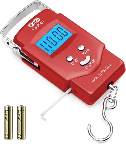 Miniatura 10 de Dr.meter Báscula de Pescado Báscula de Equipaje Equipo de Pesca - 110lb Pantalla LCD Digital Retroiluminada con Cinta Métrica Incorporada - Báscula