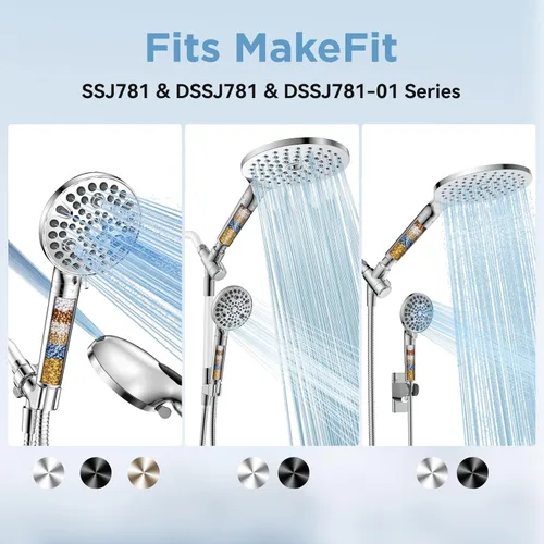 Miniatura 2 de MakeFit Cartucho de repuesto de filtro de cabezal de ducha para SSJ781/DSSJ781/DSSJ781-01 MakeFit Cabezal de ducha de mano filtrado (1-PACK)