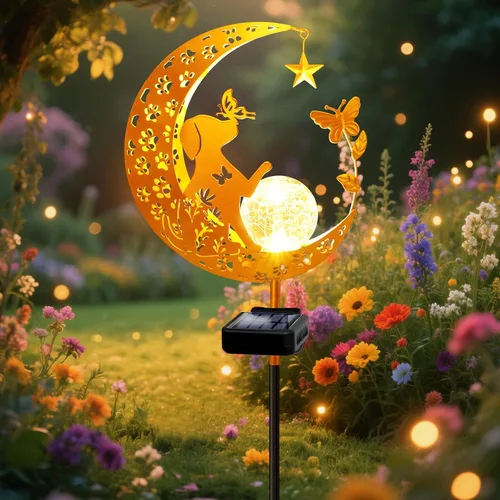 Miniatura 9 de Luces solares decorativas para exteriores, diseño de luna, perro, mariposa, estaca solar, regalos de cumpleaños para mujeres, mamá, abuela