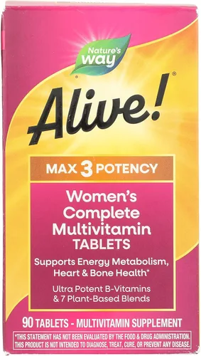 Miniatura 4 de Nature's Way ¡Alive! Max3 Potency Multivitamínico completo para mujer, apoya el metabolismo energético, la salud del corazón y los huesos*