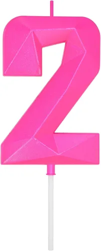 Miniatura 302 de DERVENTA Velas de cumpleaños con números grandes, 3D, color rosa, 3.7 pulgadas, decoración para tartas de fiesta, 1 pieza (número 3 rosa)