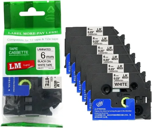 Miniatura 65 de Paquete de 1 unidad LM Tapes LMe511 Premium de 1/4 de pulgada con impresión negra en etiqueta azul compatible con Brother TZe-511 P-Touch, incluye