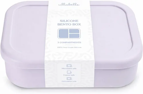 Miniatura 9 de Ullabelle Caja Bento para niños, 3 compartimentos, lonchera a prueba de fugas para bebé, contenedor de aperitivos sin BPA, lonchera dividida