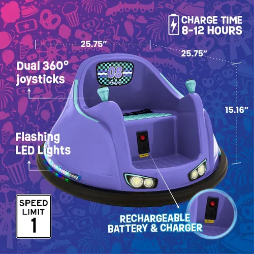 Miniatura 4 de Flybar FunPark coche chocón 6V para niños pequeños, coche chocón para niños, juguetes eléctricos para montar para niños pequeños, coche chocón