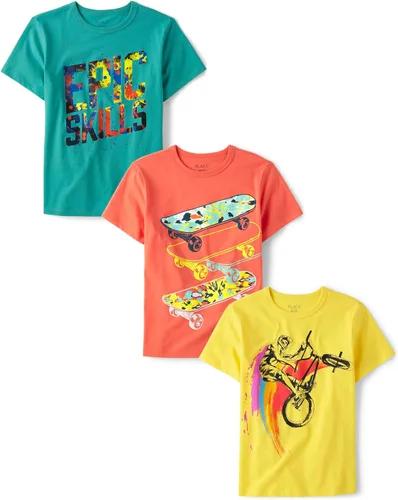 Miniatura 42 de The Children's Place Paquete de 3 camisetas gráficas de manga corta para niños