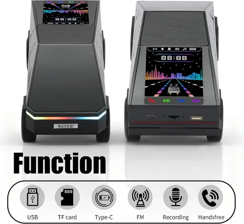 Miniatura 8 de Altavoz de reproducción Bluetooth futurista con pantalla LED, audio portátil de estilo futuro con enlace TWS, radio FM, iluminación LED y micrófono