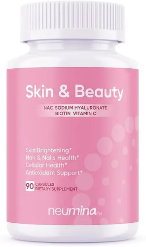 Complejo de piel y belleza para mujeres, NAC 300 mg, vitamina C 30 mg y biotina 3000 mcg, aclaramiento de la piel, salud del cabello, piel y uñas,