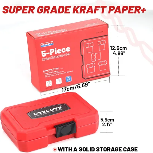Miniatura 5 de Juego de 5 piezas de extractor de pernos de servicio pesado, juego de extractor de pernos de salida fácil de 1/2' Juego de extractor de tuercas