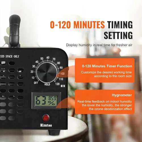 Miniatura 3 de VEVOR - Generador de ozono, máquina de ozono de 24000 mg/h, generador de ozono comercial/industrial de alta capacidad con configuración de tiempo