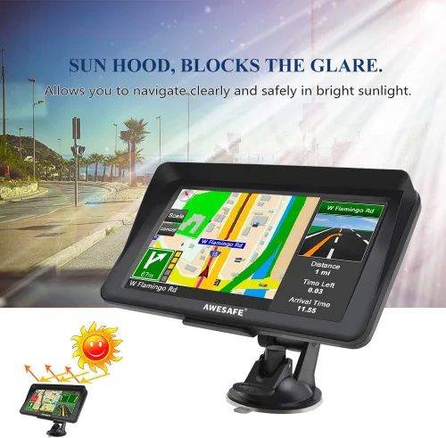 Miniatura 2 de AWESAFE Navegador GPS para coche, camión, RV con Bluetooth, mapa 2026, pantalla táctil GPS de 7 pulgadas para automóvil, GPS para vehículo