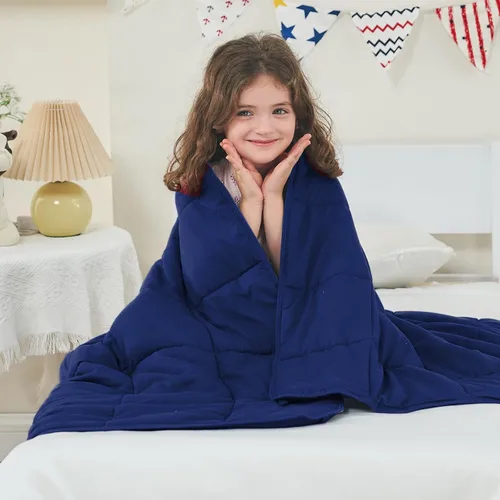 Miniatura 25 de yescool - Manta con peso, 7 libras, fresca, transpirable, con cuentas de cristal prémium, lavable a máquina, para dormir, 60-90 libras, 41 x 60 Gris