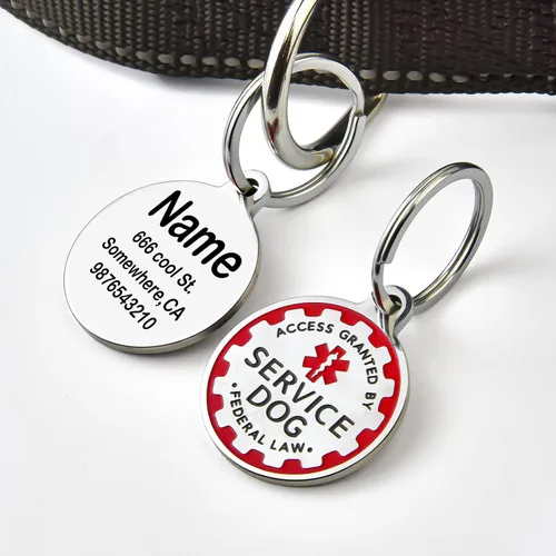 Miniatura 3 de Placa de identificación personalizada grabada para perros de servicio, placa de identificación personalizada de acero inoxidable para perros