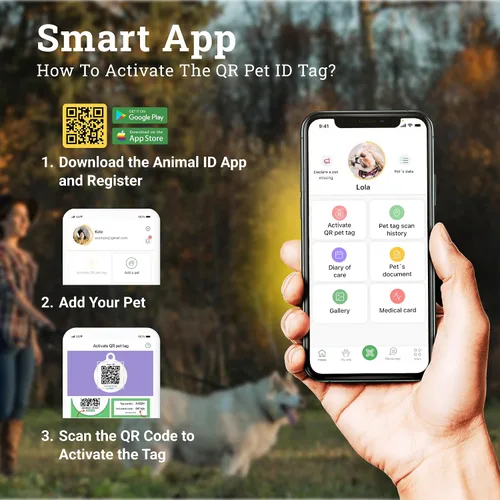 Miniatura 2 de Placa de identificación de perro con código QR, placa de identificación de mascota silenciosa grabada con perfil en línea («Bingo Bone»)