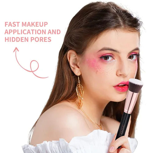 Miniatura 8 de Docolor 6+1 esponjas de maquillaje y brocha, esponja de belleza para mezclar base y cepillo Kabuki de parte superior plana, líquido, crema, polvo