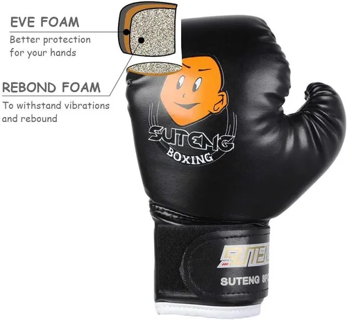 Miniatura 8 de Guantes de boxeo para niños, guantes de entrenamiento de piel sintética, guantes de entrenamiento de dibujos animados para niños Muay Thai