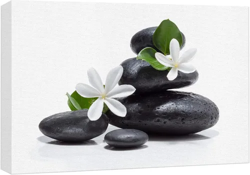 Miniatura 35 de Wall26 - Arte de pared estampado en lienzo con diseño de rocas negras en un lago tropical verde sereno, naturaleza floral, fotografía, realismo
