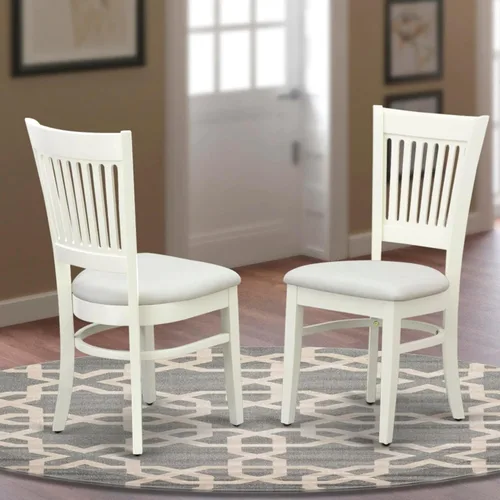 Miniatura 2 de East West Furniture VAC-LWH-C Vancouver Sillas de Comedor - Sillas de Madera Tapizadas en Tela de Lino, Juego de 2, Blanco Lino
