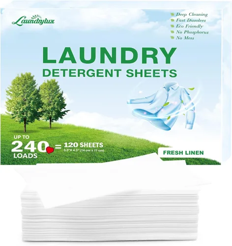 Hoja de detergente para ropa, tiras de lavado ecológicas e hipoalergénicas, ingredientes naturales, ultraconcentrado, listo para viajar, sin jarra