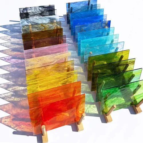 Miniatura 11 de LITMIND Paquete variado de 24 hojas de vidrieras transparentes de catedral, 4 x 6 pulgadas, vibrantes vidrios de arte arcoíris para atrapasoles