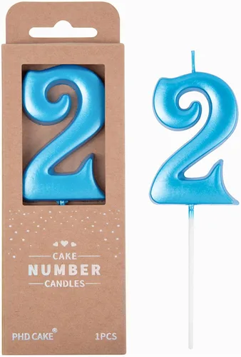Miniatura 25 de PHD CAKE Velas de cumpleaños de 7 cm Elegantes Azul Número 4, Velas de Número Azul, Velas de Número para Pastel, Celebración de Fiesta