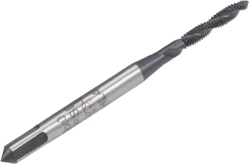 Miniatura 3 de uxcell M2 x 0,4 espiral flauta roscada, máquina métrica roscado HSS Nitruración revestido, vástago redondo con extremo cuadrado, tolerancia H2