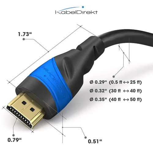 Miniatura 5 de KabelDirekt – Cable HDMI 8K / 4K – 0.5 pies y más cables HDMI (0.5 pies–75 pies) – Cable HDMI de ingeniería alemana – Soporta 10K/8K@60Hz/4K@120Hz
