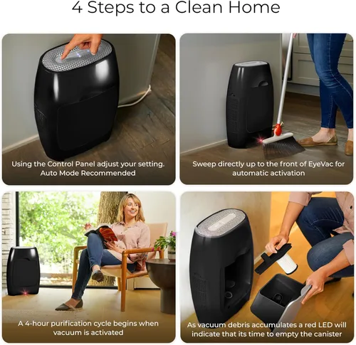 Miniatura 2 de EyeVac Air - Purificador de aire HEPA 2 en 1 y recogedor automático de vacío sin contacto, ultra rápido y potente, cubre 600 pies cuadrados
