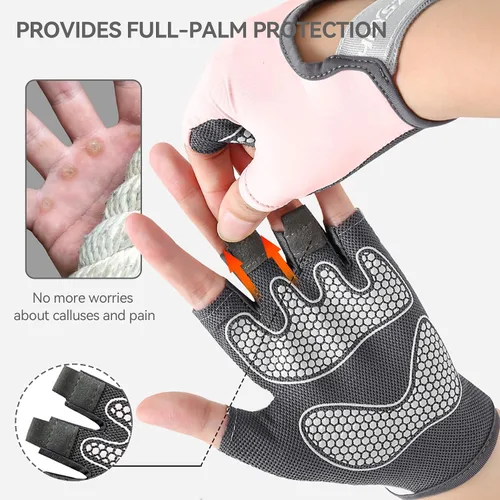 Miniatura 4 de Guantes de entrenamiento para hombres y mujeres, guantes de levantamiento de pesas antideslizantes con absorción de golpes, guantes de gimnasio