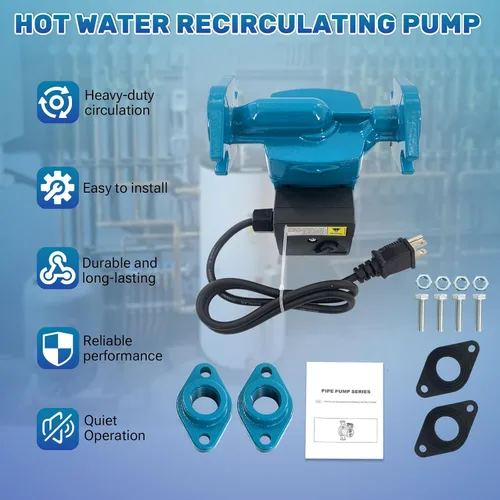 Miniatura 5 de 0011-F4 Hot Water Circulator Pump 1/8 HP 115V, 0–31 GPM Cast Iron Circulating Pump, Compatible with Ta-co 0011-BF4-J, Flanged Hydronic Heating Pumps