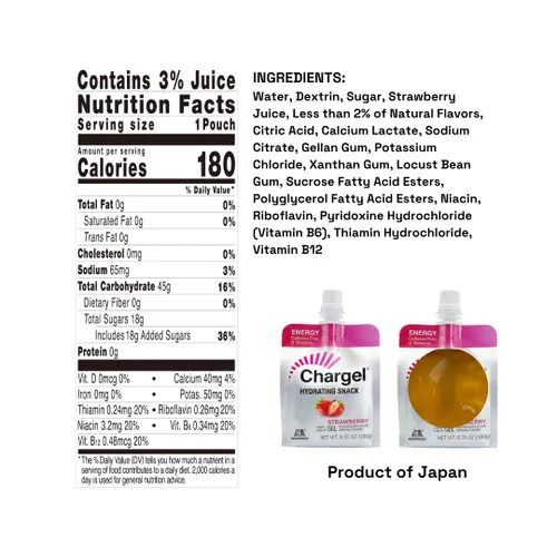 Miniatura 2 de Chargel Gel energético instantáneo sin cafeína, fresa, para correr, ciclismo, entrenamiento, senderismo esencial para mujeres y hombres, regalos