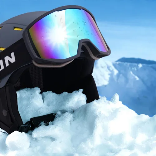 Miniatura 7 de EXP VISION Gafas de esquí/snowboard para hombres y mujeres, gafas de nieve OTG antiniebla con protección UV Marco negro azul