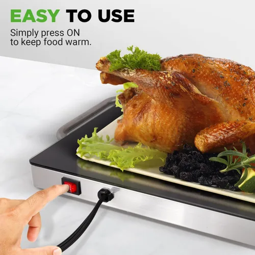 Miniatura 3 de NutriChef - Charola para conservar los alimentos calientes. Plato caliente para alimentos con vidrio resistente que irradia calor