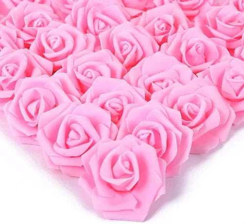 IPOPU 100 unidades de rosas artificiales de aspecto real, rosas falsas de color rosa bebé, rosas de espuma rubor para centros de mesa de boda, Rosa