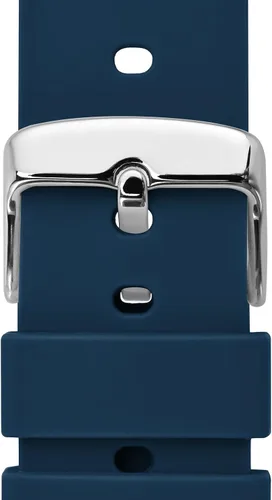 Miniatura 9 de WOCCI Correa de reloj de silicona de 0.709 in, correa de repuesto de goma de liberación rápida con hebilla de acero inoxidable plateada (azul marino)