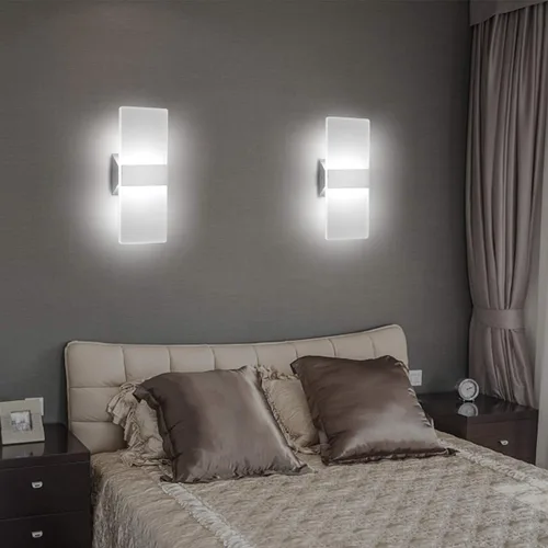 Miniatura 5 de ChangM Lámpara de pared LED moderna de acrílico 12W blanca fría 6000K lámpara de arriba abajo para dormitorio, pasillo, escaleras, baño, iluminación