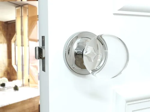 Miniatura 6 de Paquete de 7 pomos redondos de privacidad para puerta de cristal, roseta redonda cromada