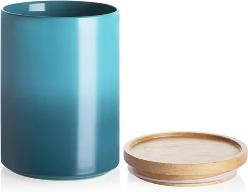 Miniatura 59 de Sweejar Kitchen Canisters - Tarro de cerámica para almacenamiento de alimentos, recipientes apilables con sello hermético y tapa de madera