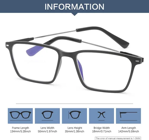 Miniatura 6 de Paquete de 2 anteojos de lectura multifocales progresivos para computadora, sin línea, bloqueo de luz azul, lentes multifocales