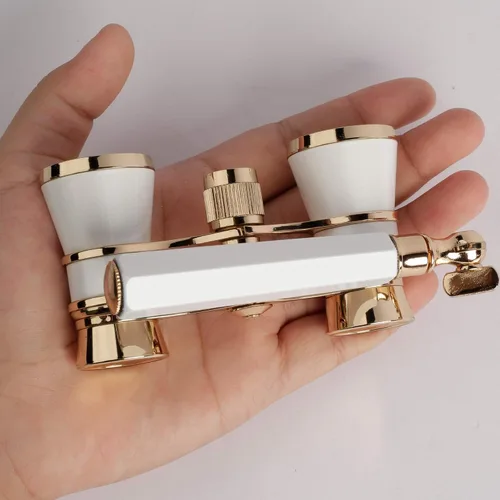 Miniatura 6 de Marsrut Lentes binoculares Ultra HD 3 x 25 para teatro de ópera con asa, telescopio de color blanco para ver teatro, carreras de caballos