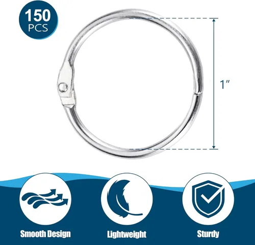 Miniatura 3 de Anillos para carpeta de hojas sueltas de 1 pulgada (paquete de 150 unidades), anillos de metal resistentes para tarjetas de índice, tarjetas flashs