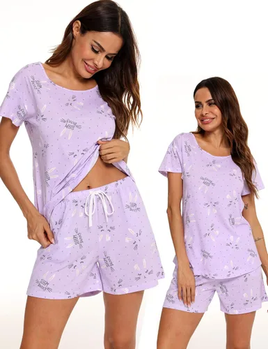 Miniatura 2 de ENJOYNIGHT - Conjunto de pantalones cortos de pijama para mujer, pijamas de algodón para verano, ropa de dormir con bolsillos