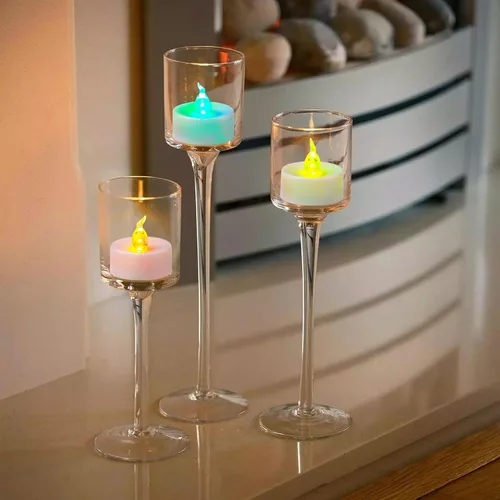 Miniatura 8 de 24 PCS Velas de Té que Cambian de Color Lentamente Operadas con Batería, Luces de Té Eléctricas Coloridas Parpadeantes sin Llama, Velas Votivas LED
