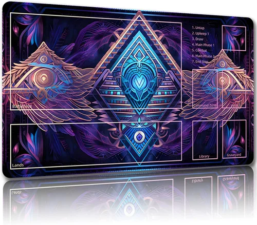 Miniatura 19 de Tapete de juego para MTG con bolsas de almacenamiento gratis, tapete de juego de 24 x 14 pulgadas TCG y alfombrillas de juego de mesa para tarjetas